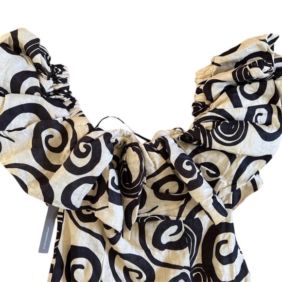 Anthropologie x The Wolf Gang Mirador Linen Off-Shoulder Mini Dress, Medium, NWT - Picture 12 of 13